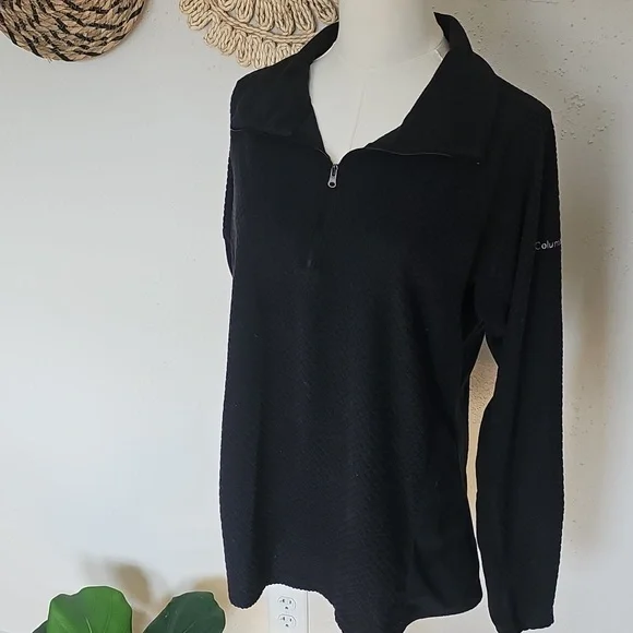 Columbia Black Textured Pullover Womens L Athleisure Activewear Athletic EUC - Picture 9 of 12